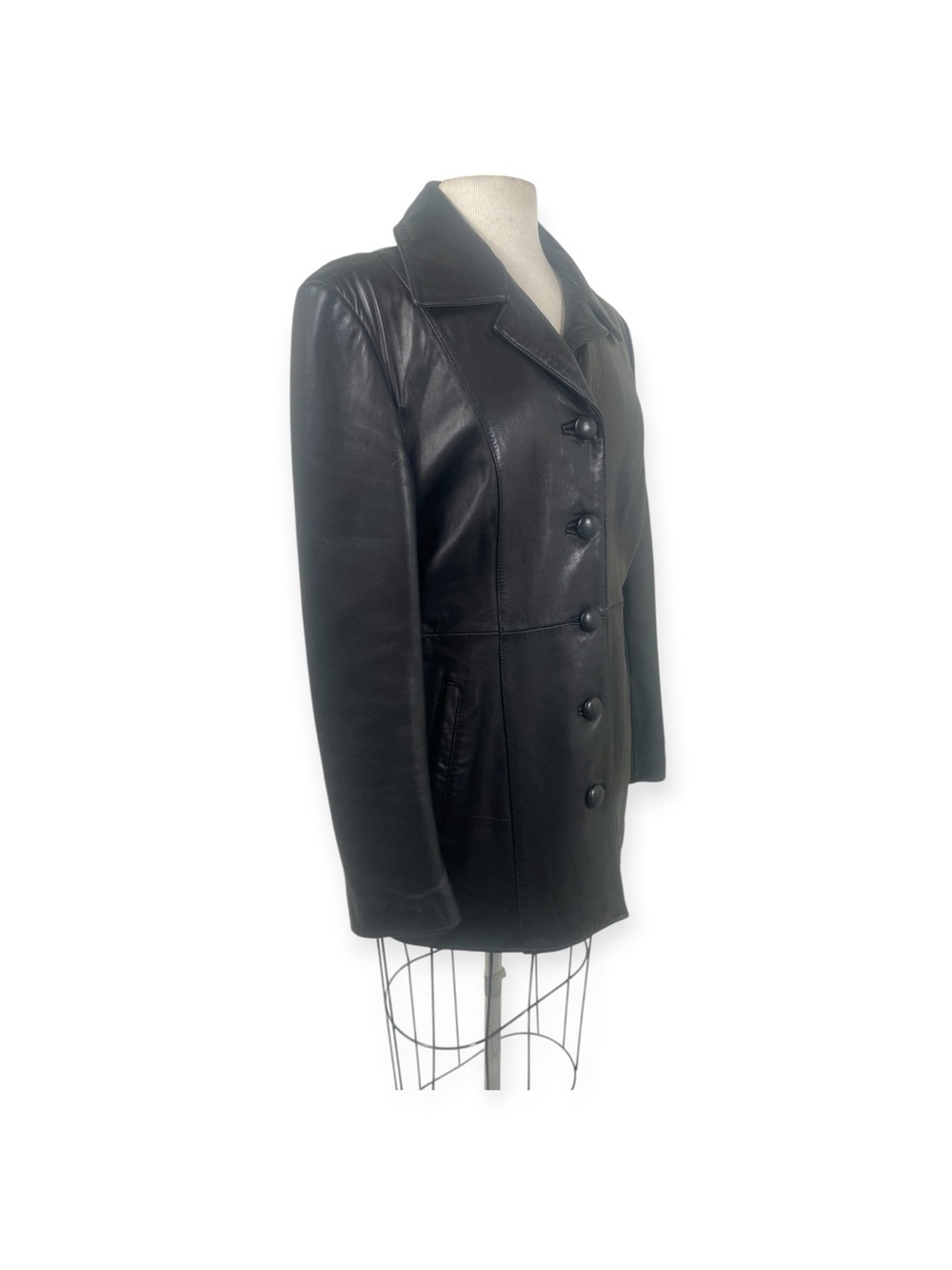 Vintage Genuine Leather Black Jacket Coat Tailored Blazer Soft and Supple